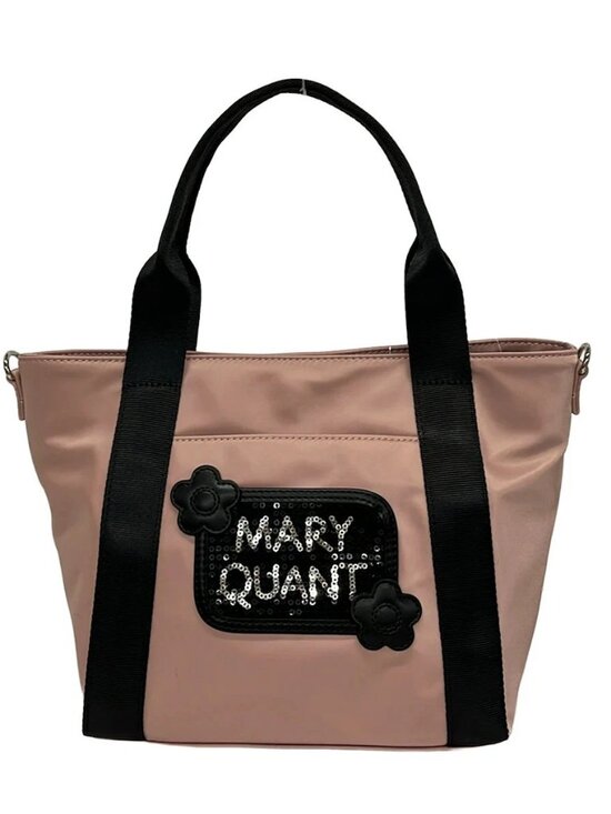 MARY QUANT Handbags - MARY QUANT Light Pink Black Chemical Fiber Tote Bag